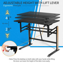 Load image into Gallery viewer, Pneumatic Height Adjustable Gaming Desk T Shaped Game Station w/Power Strip Tray