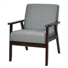 Load image into Gallery viewer, Solid Rubber Wood Fabric Accent Armchair-Gray
