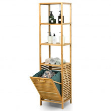 Load image into Gallery viewer, Bamboo Tower Hamper Organizer with 3-Tier Storage Shelves-Natural