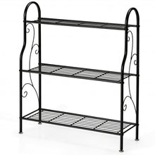 Load image into Gallery viewer, 3-Tier Scrollwork Designed Metal Plant Stand-Black
