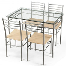 Load image into Gallery viewer, 5 pcs Dining Set Glass Table and 4 Chairs