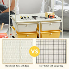 Load image into Gallery viewer, 6 Drawer Rolling Storage Cart with Hanging Bar -Yellow