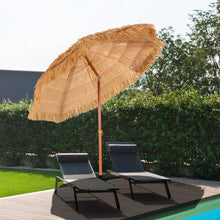 Load image into Gallery viewer, 6.5ft Portable Thatched Tiki Beach Umbrella with Adjustable Tilt for Poolside and Backyard