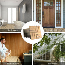Load image into Gallery viewer, 10 PCS 12" x 12" Acacia Wood Interlocking Check Deck Tiles