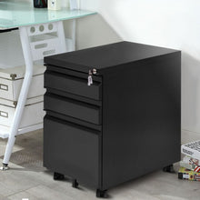 Load image into Gallery viewer, 3 Drawers Rolling File Storage Cabinet-Black
