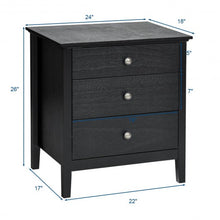 Load image into Gallery viewer, Nightstand Beside End Side Table Organizer with 3 Drawers-Black