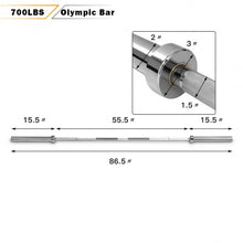 Load image into Gallery viewer, 700 lb Chrome Barbell Multipurpose Weight Lifting Weight Bar