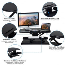 Load image into Gallery viewer, 2-Tier Sit to Stand Desk with Keyboard Tray Deck-Black
