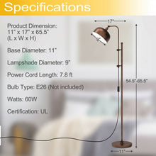 Load image into Gallery viewer, Industrial Floor Standing Pole Lamp with Adjustable Lamp Head