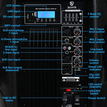 Load image into Gallery viewer, AKUSTIK 15'' 1600W Portable PA Speaker System