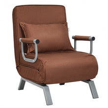 Load image into Gallery viewer, Folding 5 Position Convertible Sleeper Bed Armchair Lounge Couch w/Pillow-Coffee