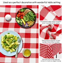 Load image into Gallery viewer, 10 Pcs 60" x 102" Rectangular Polyester Checker Kitchen Tablecloth-Red