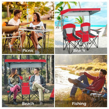Load image into Gallery viewer, Portable Folding Camping Canopy Chairs w/ Cup Holder-Red