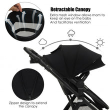 Load image into Gallery viewer, Foldable High Landscape Baby Stroller with Reversible Reclining Seat-Black