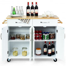 Load image into Gallery viewer, Wood Top Rolling Kitchen Trolley Island Cart Storage Cabinet-White
