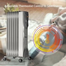 Load image into Gallery viewer, 1500W Portable Oil-Filled Radiator Heater w/Adjustable Thermostat