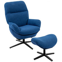 Load image into Gallery viewer, Modern Swivel Rocking Chair and Ottoman Set with Aluminum Alloy Base-Blue