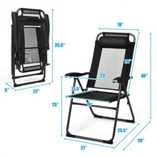 Load image into Gallery viewer, 4 Pcs Patio Garden Adjustable Reclining Folding Chairs with Headrest-Black