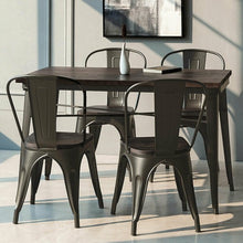 Load image into Gallery viewer, 4 pcs Tolix Style Metal Dining Side Chair Stackable Wood Seat-Black