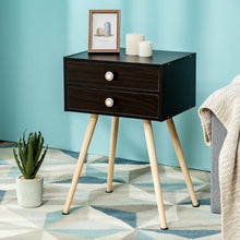Load image into Gallery viewer, Mid Century Modern 2 Drawers Nightstand in Natural-Coffee