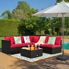 Load image into Gallery viewer, 6PCS Patio Rattan Furniture Set Cushioned Sofa Coffee Table Garden-Red