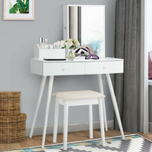 Load image into Gallery viewer, Vanity Dressing Table Set Lockable Jewelry Cabinet with Mirror-White