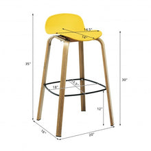 Load image into Gallery viewer, Set of 2 Modern Barstools Pub Chairs with Low Back and Metal Legs-Yellow