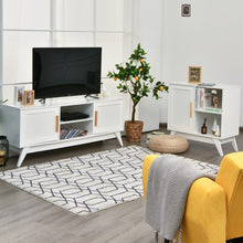 Load image into Gallery viewer, Storage Cabinet Free Standing with Adjustable Shelves Weaved Door-White