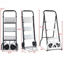 Load image into Gallery viewer, 2-in-1 Convertible 3-Step Ladder Hand Truck with Two Wheels