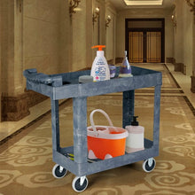 Load image into Gallery viewer, Plastic Utility Service Cart 550 lbs Capacity 2 Shelves Rolling