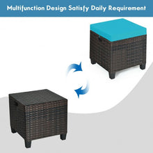 Load image into Gallery viewer, 2PCS Patio Rattan Ottoman Cushioned Seat-Blue