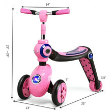 Load image into Gallery viewer, 2-in-1 Kick Scooter Balance Trike With 3 Wheel -Pink