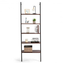Load image into Gallery viewer, 5-Tier Metal Frame Ladder Shelf -Brown