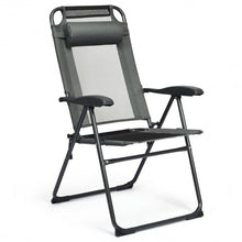 Load image into Gallery viewer, 4 Pcs Patio Garden Adjustable Reclining Folding Chairs with Headrest-Gray