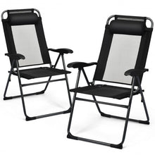 Load image into Gallery viewer, 2 PCS Patio Adjustable Folding Recliner Chairs-Black