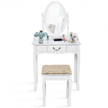 Load image into Gallery viewer, White Vanity Makeup Dressing Table with Rotating Mirror