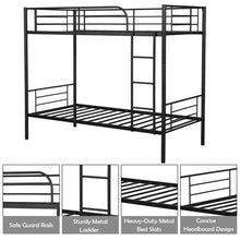 Load image into Gallery viewer, Metal Twin Kids Bunk Bed with Ladder Safety Guard Rails