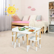 Load image into Gallery viewer, Kids Wooden Table & 2 Chairs Set-White