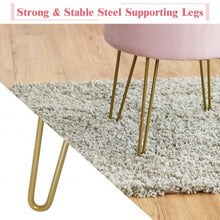 Load image into Gallery viewer, Round Velvet Storage Ottoman Footrest Stool Vanity Chair with Metal Legs-Pink