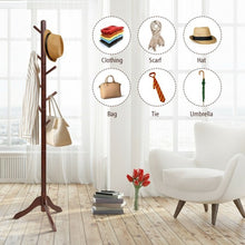 Load image into Gallery viewer, Adjustable Wooden Tree Coat Rack with 8 Hooks-Brown