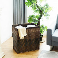 Load image into Gallery viewer, Laundry Hamper Hand-Woven Synthetic Rattan Laundry Basket-Brown