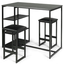 Load image into Gallery viewer, 3 pcs Dining Set with Faux Marble Top Table and 2 Stools-Black