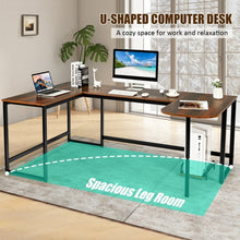 Load image into Gallery viewer, 79" U-Shaped Computer Desk with CPU Stand for Home Office -Brown