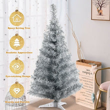 Load image into Gallery viewer, 3 ft Silver Tinsel Christmas Tree with Plastic Stand