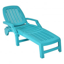 Load image into Gallery viewer, Adjustable Patio Sun Lounger with Weather Resistant Wheels-Turquoise