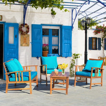 Load image into Gallery viewer, 4 Pcs Wooden Patio Furniture Set Table Sofa Chair Cushioned Garden