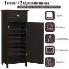 Load image into Gallery viewer, Wooden Storage Free-Standing Floor Cabinet with Drawer and Shelf-Brown