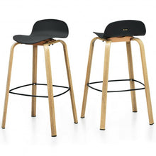 Load image into Gallery viewer, Set of 2 Modern Barstools Pub Chairs with Low Back and Metal Legs-Black