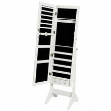 Load image into Gallery viewer, LEDs Lockable Jewelry Cabinet with Full-Length Mirror-White