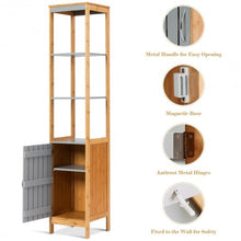 Load image into Gallery viewer, Bathroom Floor Cabinet Bamboo 5-Tier Concise Freestanding Storage Shelf